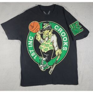 187 INC Boston Celtics Crooks Basketball Swag Hustlers Mens‎ L Black T-Shirt